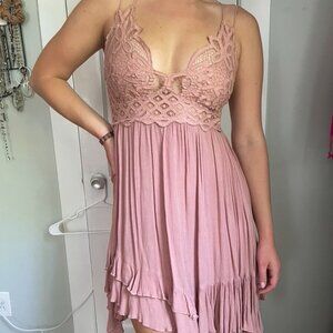 Free People blush pink lace dress